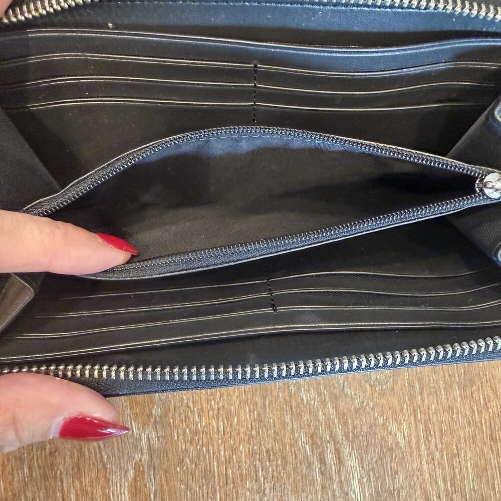 Coach Zip Around Charcoal Wallet - Picture 5 of 9